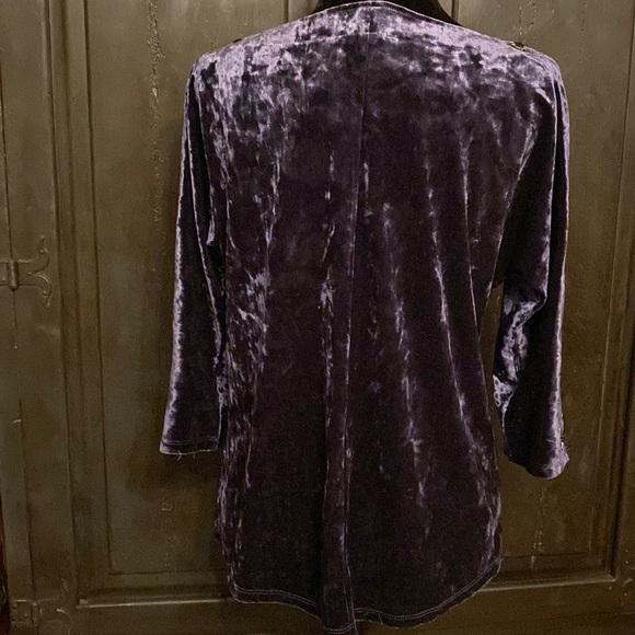 Cable & Gauge blue/violet velvet open quarter sleeves blouse. Size Petite Medium - Picture 3 of 10